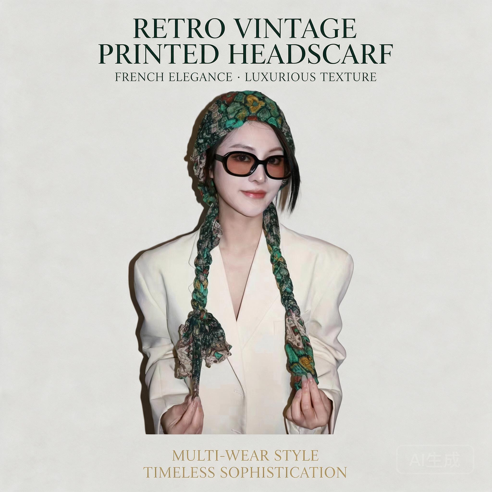 Vintage Fashion Hats - Vintage Ethnic Print Women Head Scarf