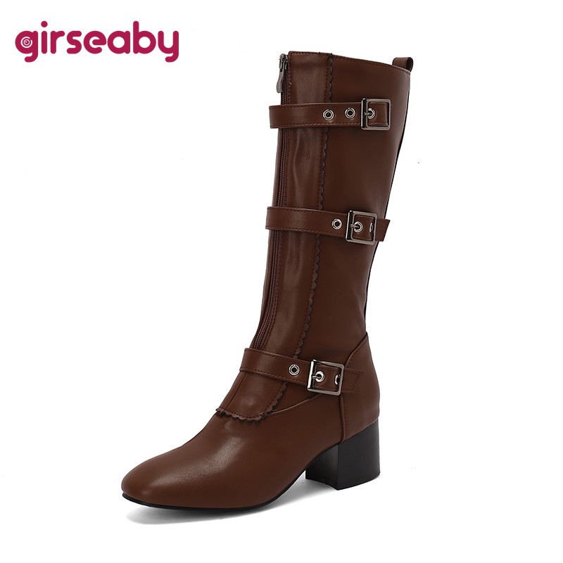 Vintage Style Women Fashion - Girseaby Fashion Brown Black Women Knee