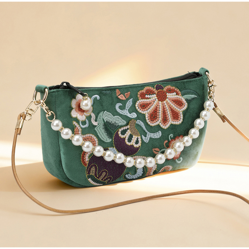 Vintage Fashion In Chinese - Chinese Floral Embroidery Crossbody Shoulder Bag,Women
