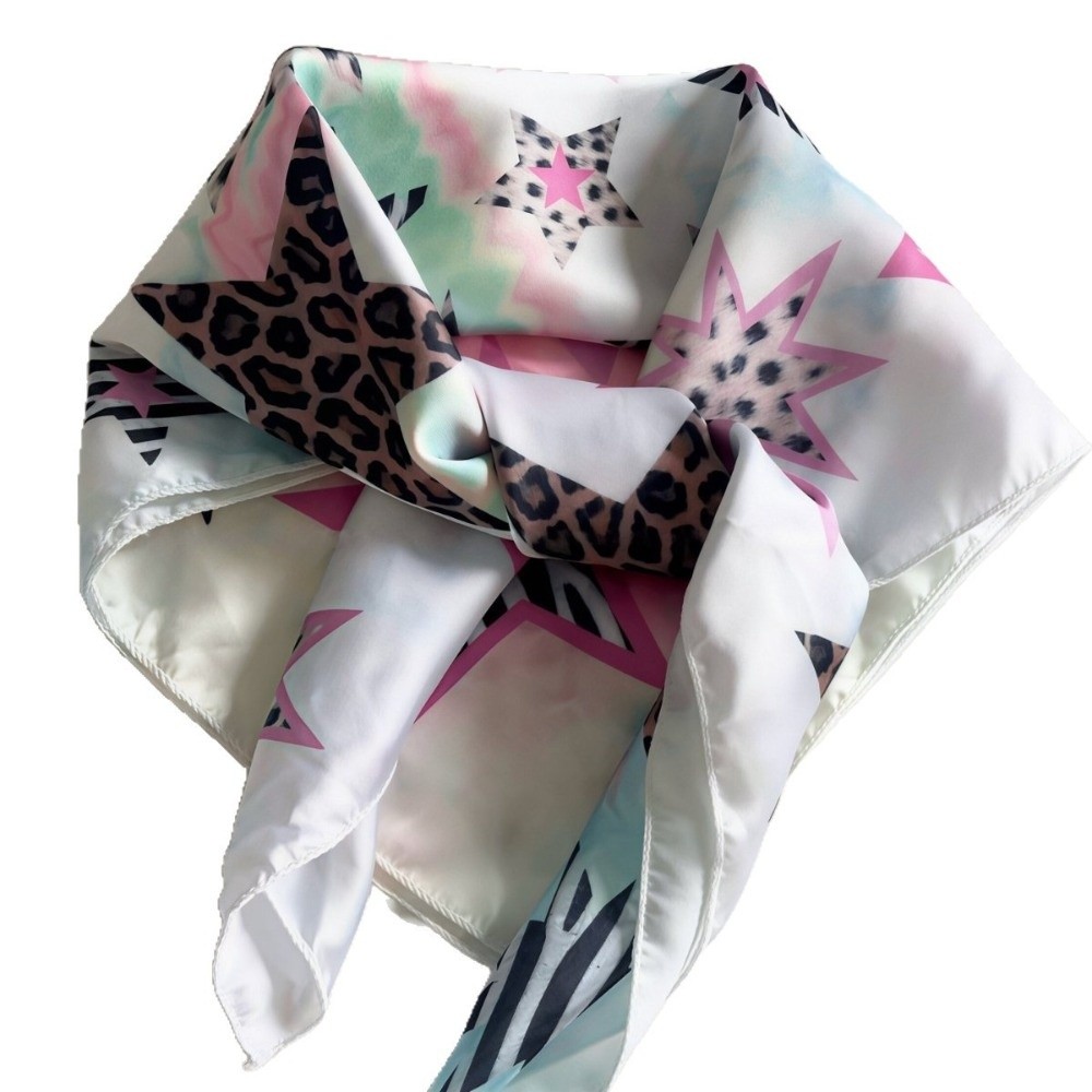 Vintage Fashion Outfit - Vintage Square Scarf Leopard Star Print