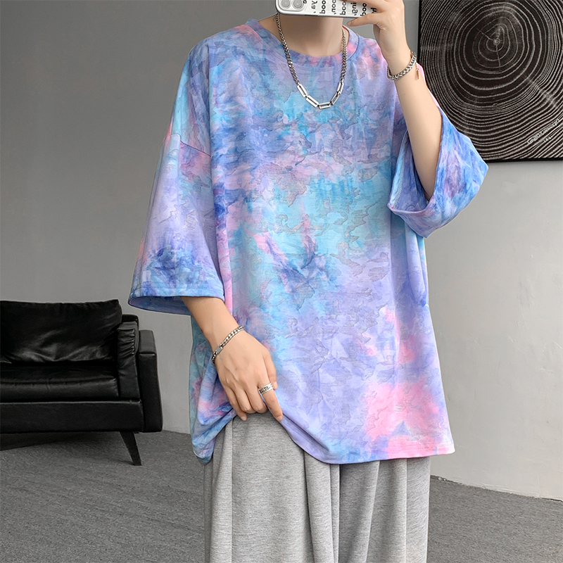 Tie Dye Shirt Vintage - Y2k Tie-Dye T-shirt For Men Korean
