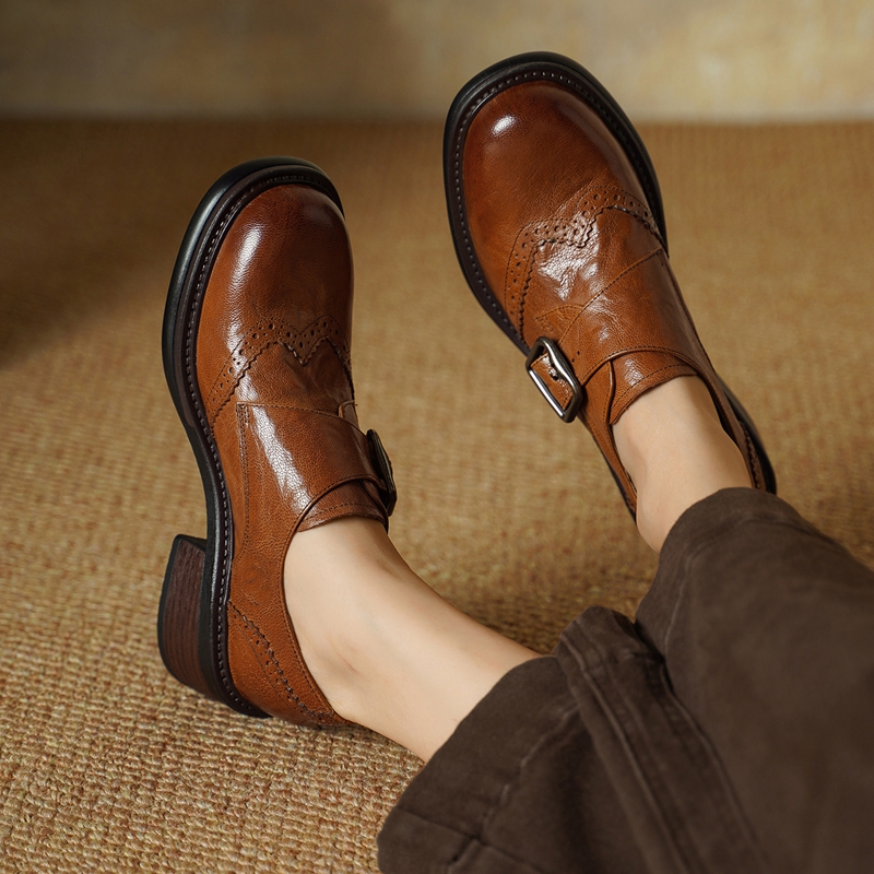 2027 New Buckle Brogue Shoes f - Vintage Style Women Fashion ulasan dan harga