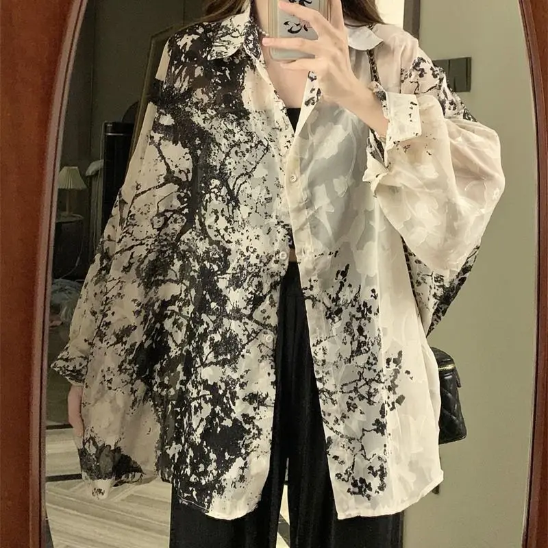 2025 Long Sleeve Shirts Women  - Tie Dye Shirt Vintage ulasan dan harga