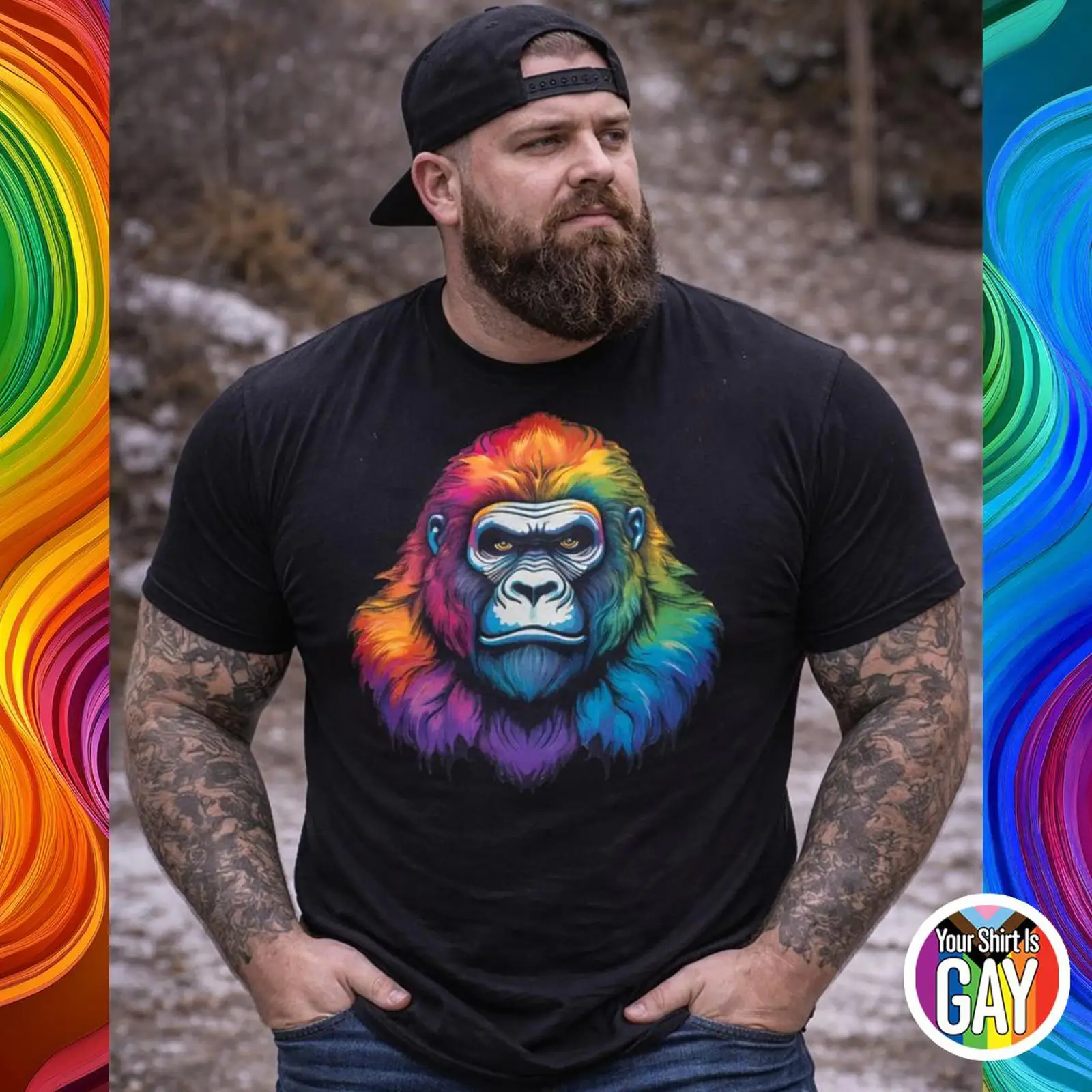 Gay Gorilla Pride T Shirt Rain - Vintage Fashion Community ulasan dan harga
