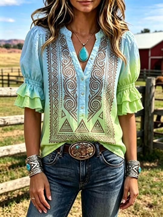 Women Western Tie‑Dye Gradient - Tie Dye Shirt Vintage ulasan dan harga